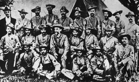 Gandhiji along with the Members of the Ambulance corps which he formed during the Boer War, 1899.jpg